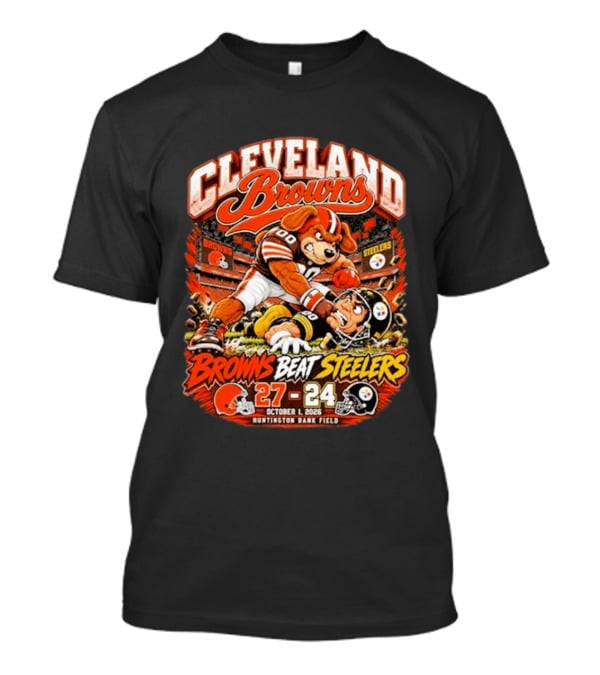 Cleveland Browns Beat Steelers 27 24 October 1 2026 Huntington Bank Field T-Shirt