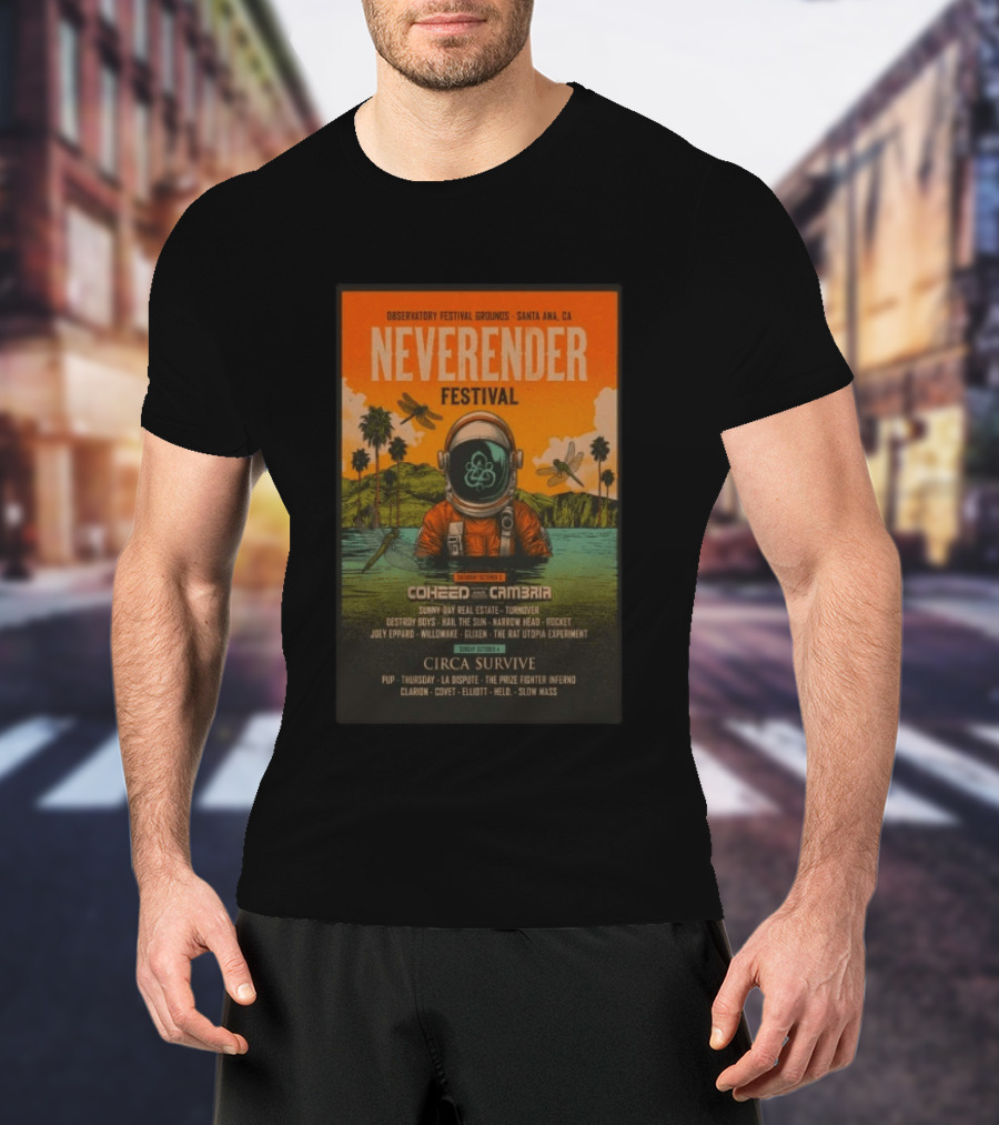 Observatory Festival Grounds Santa Ana 2026 Neverender Festival Coheed And Cambria Circa Survive Lineup T-Shirt