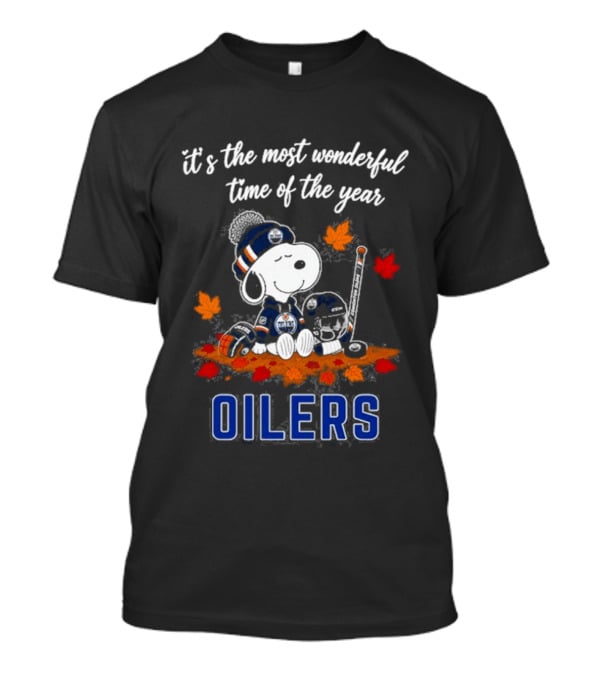 It's The Most Wonderful Time Of The Year Edmonton Oilers Snoopy Autumn Football T-Shirt