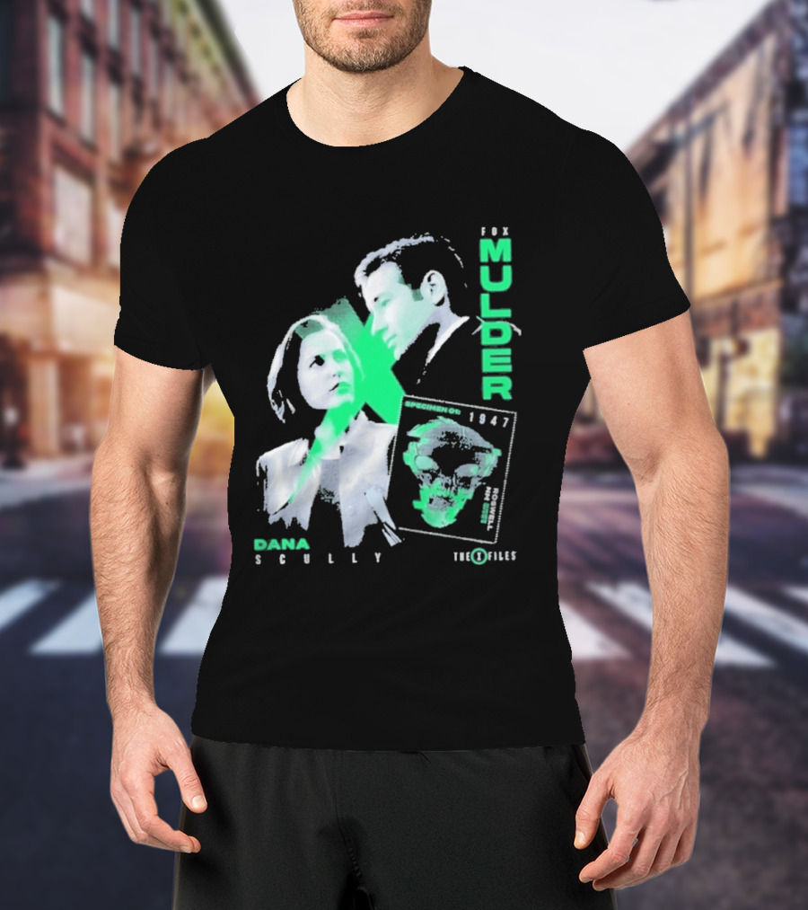 Fox Mulder Dana Scully The X Files 1997 Skull Print T-Shirt