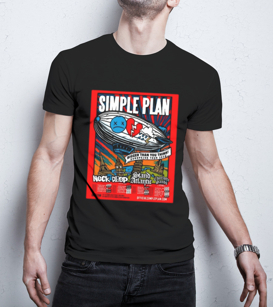 SIMPLE PLAN Bigger Than You Think Europe And UK Tour 2026 Featuring Neck Deep Stand Atlantic Charlotte Sands T-Shirt