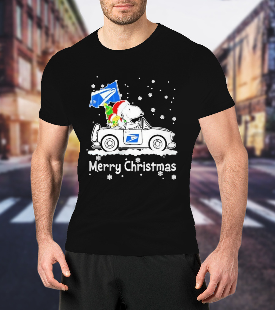 United States Postal Service Snoopy Woodstock Car Merry Christmas 2026 T-Shirt