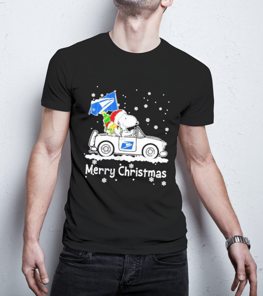 United States Postal Service Snoopy Woodstock Car Merry Christmas 2026 T-Shirt