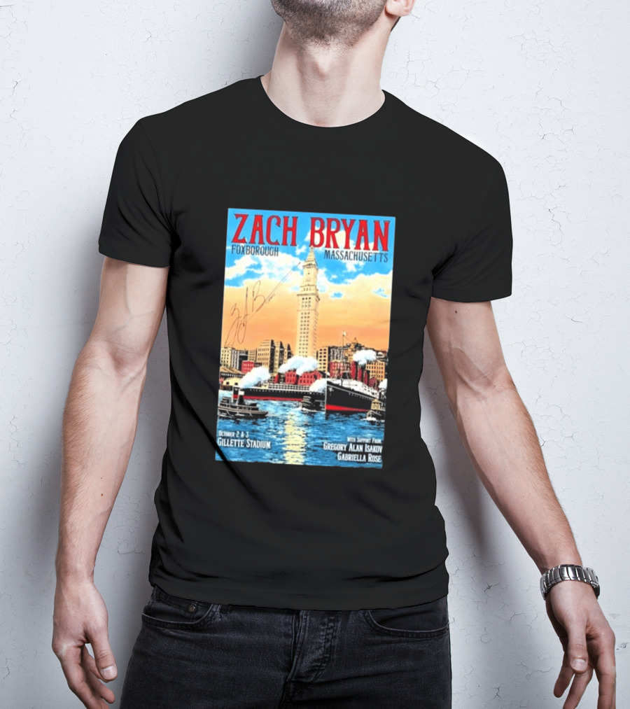 Zach Bryan Foxborough Massachusetts Gillette Stadium October 2 3 2026 Gregory Alan Isakov Gabriella Rose T-Shirt