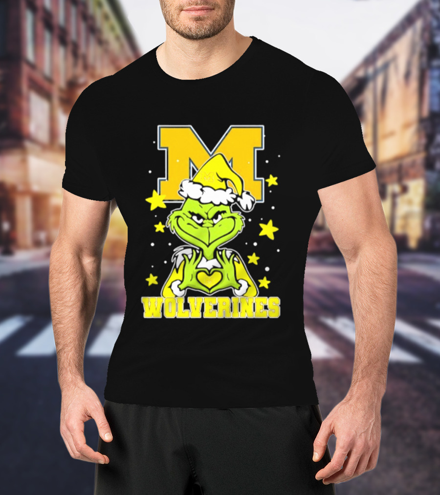 Michigan Wolverines Grinch Love Hands Christmas Football 2026 T-Shirt