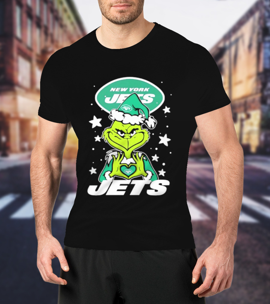 New York Jets Grinch Christmas 2026 Football Love Hands T-Shirt