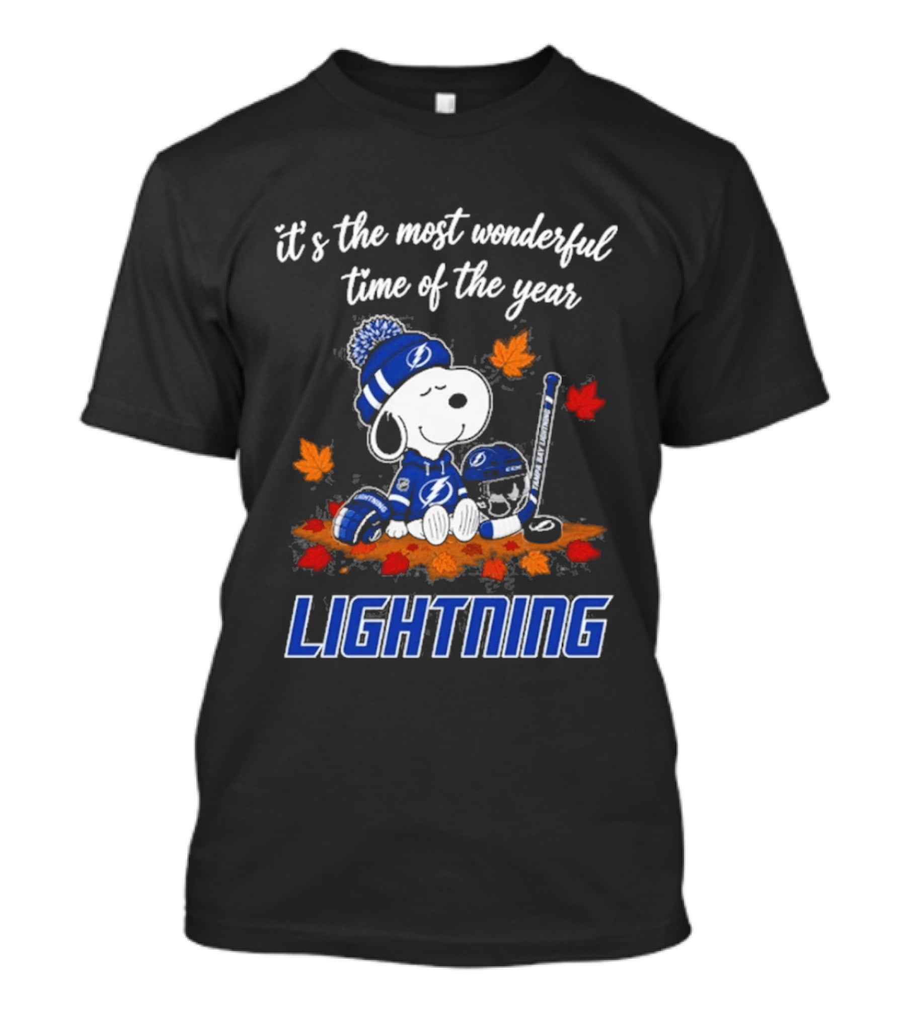 Tampa Bay Lightning Snoopy It's The Most Wonderful Time Of The Year Autumn Leafs T-Shirt