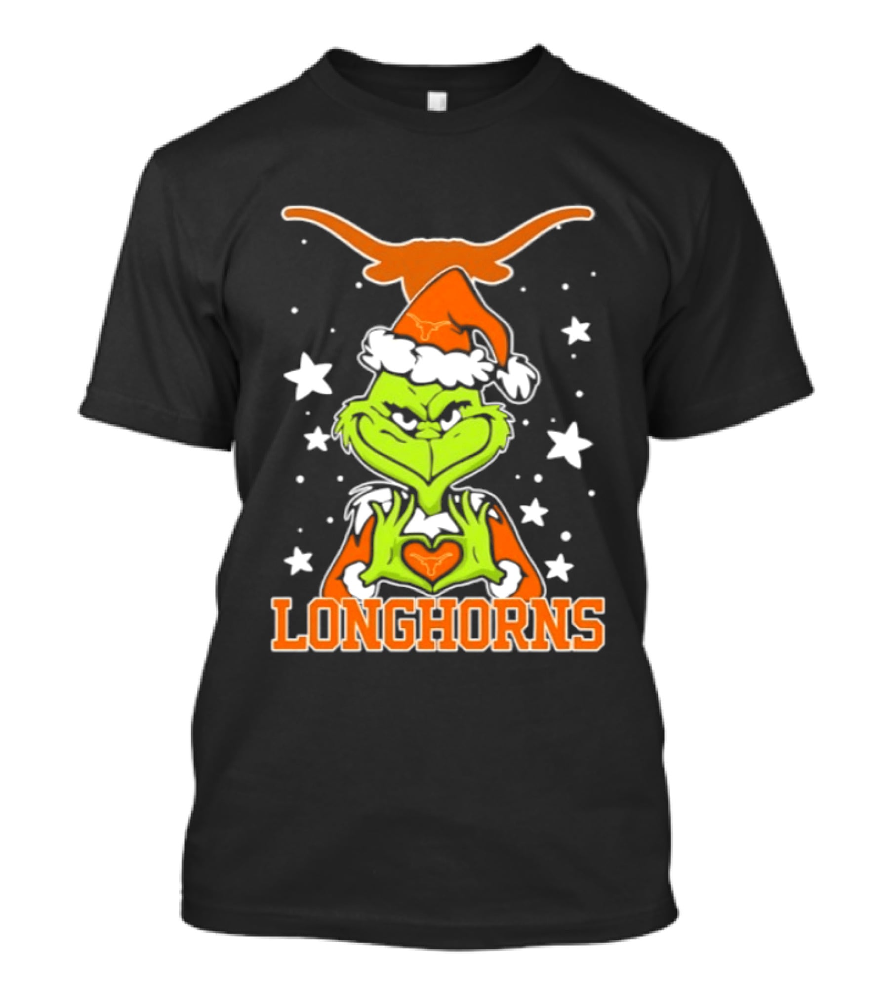 Texas Longhorns Grinch Christmas Love Hands Football 2026 T-Shirt