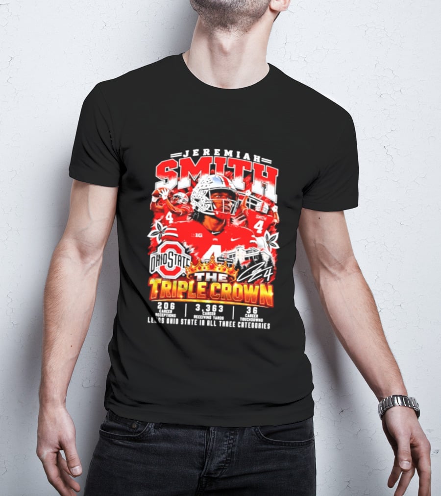 Jeremiah Smith Ohio State The Triple Crown 3.1.3 3.2.3 3.8.2 Football Player T-Shirt