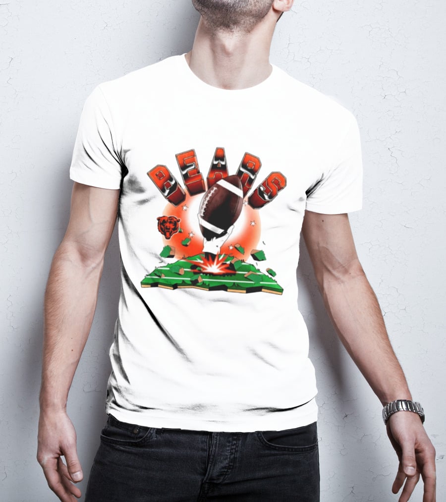 Chicago Bears 2026 Explode Clubhouse Football Logo Stars T-Shirt