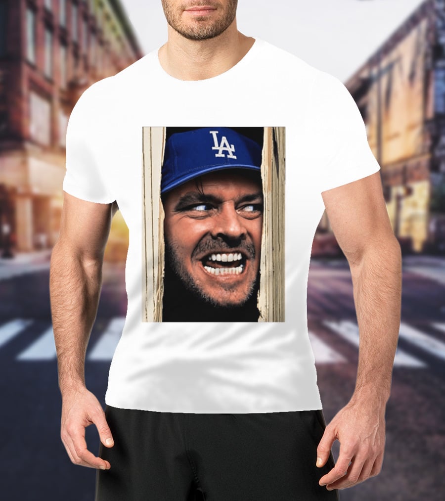 Jack Torrance LA Dodgers Hat Here's Johnny The Shining Baseball T-Shirt