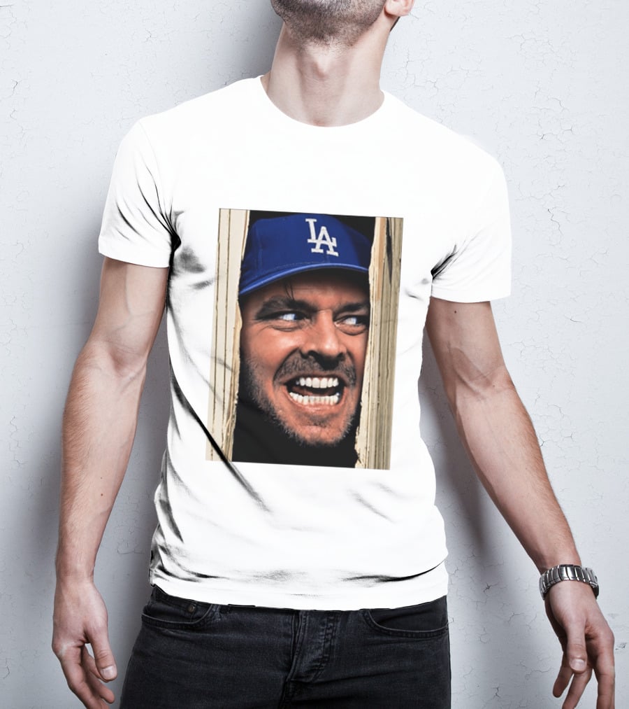 Jack Torrance LA Dodgers Hat Here's Johnny The Shining Baseball T-Shirt