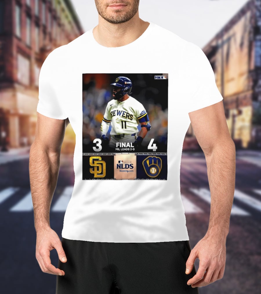 Milwaukee Brewers Vs San Diego Padres 4 3 Game 2 2026 NLDS Final Score MIL Leads 2 0 T-Shirt