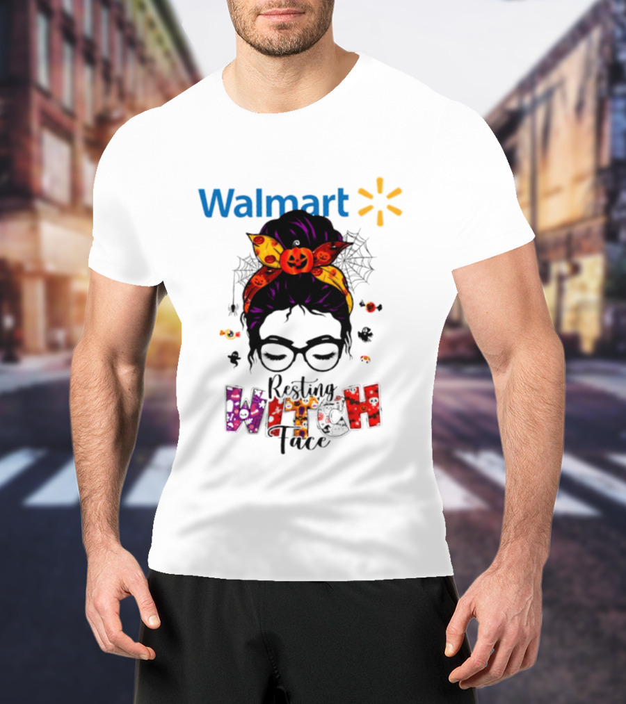 Walmart Resting Witch Face Halloween 2026 Pumpkin Glasses Fun T-Shirt