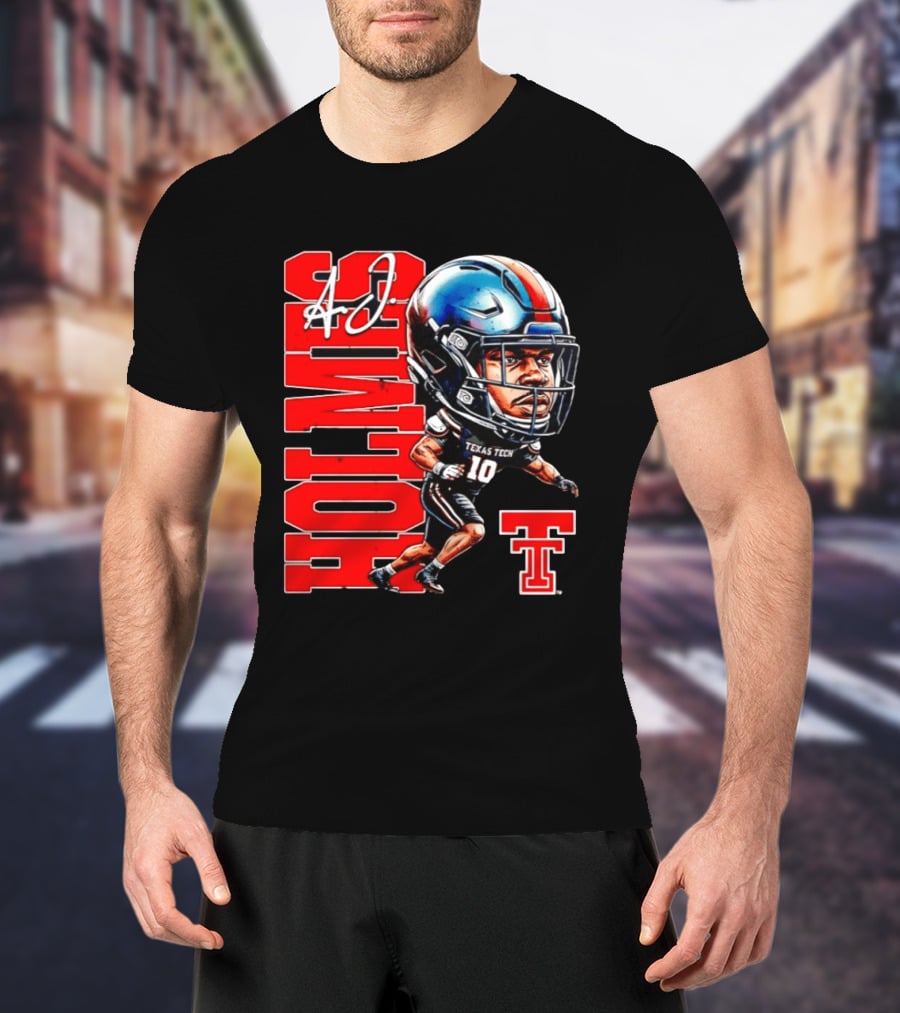 A.J. Holmes Jr Texas Tech Red Raiders Football FT NCAA Bobble Head T-Shirt