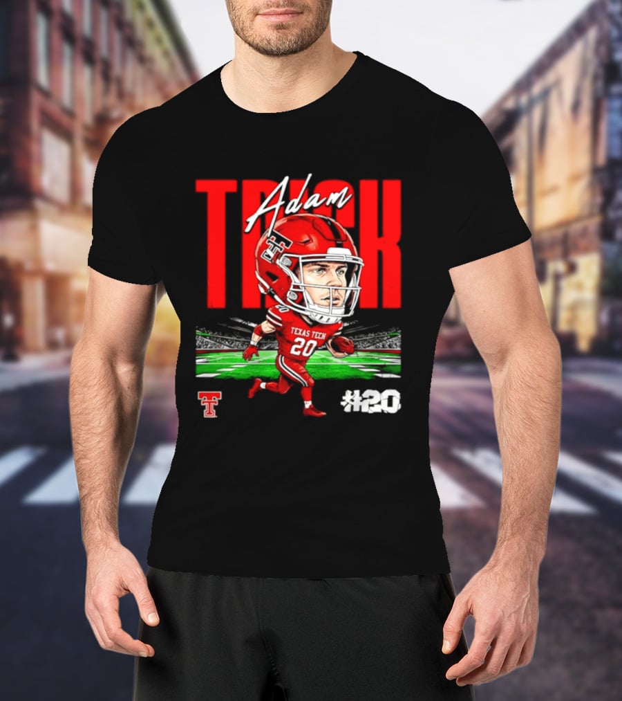 Adam Trick Texas Tech Red Raiders Football Caricature Stadium #20 T-Shirt