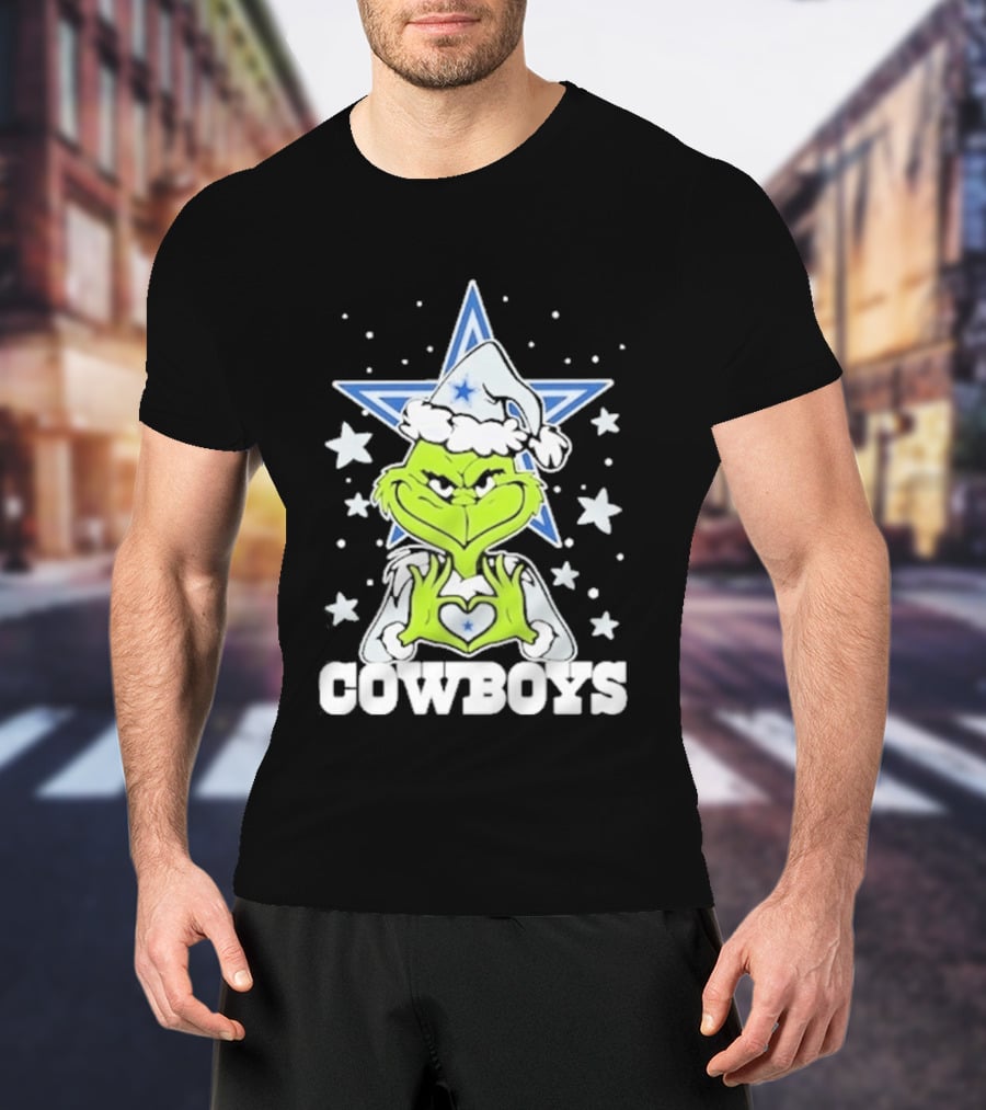 Dallas Cowboys Grinch Love Hands Christmas Star 2026 Football T-Shirt