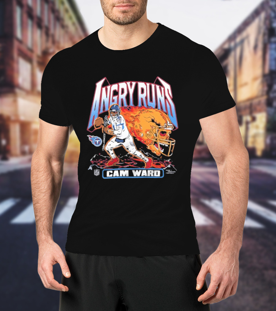 Angry Runs Cam Ward NFL Titan Flame Football Player T-Shirt