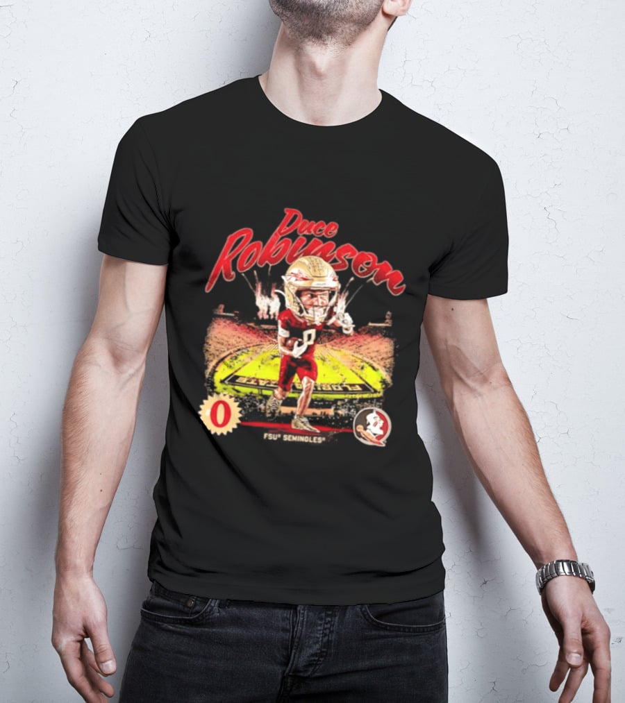 Duce Robinson Florida State Seminoles Football NCAA Stadium Caricature Number 0 T-Shirt