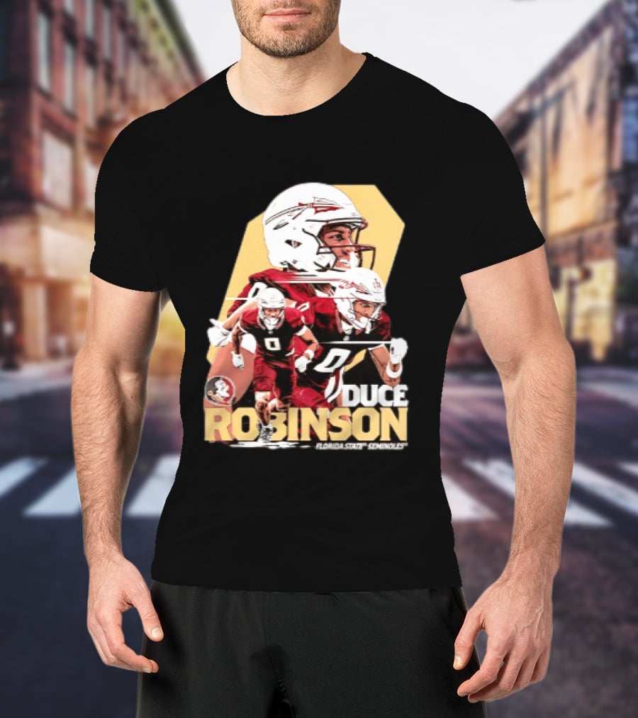 Duce Robinson Florida State Seminoles Football NCAA Player Action Montage T-Shirt