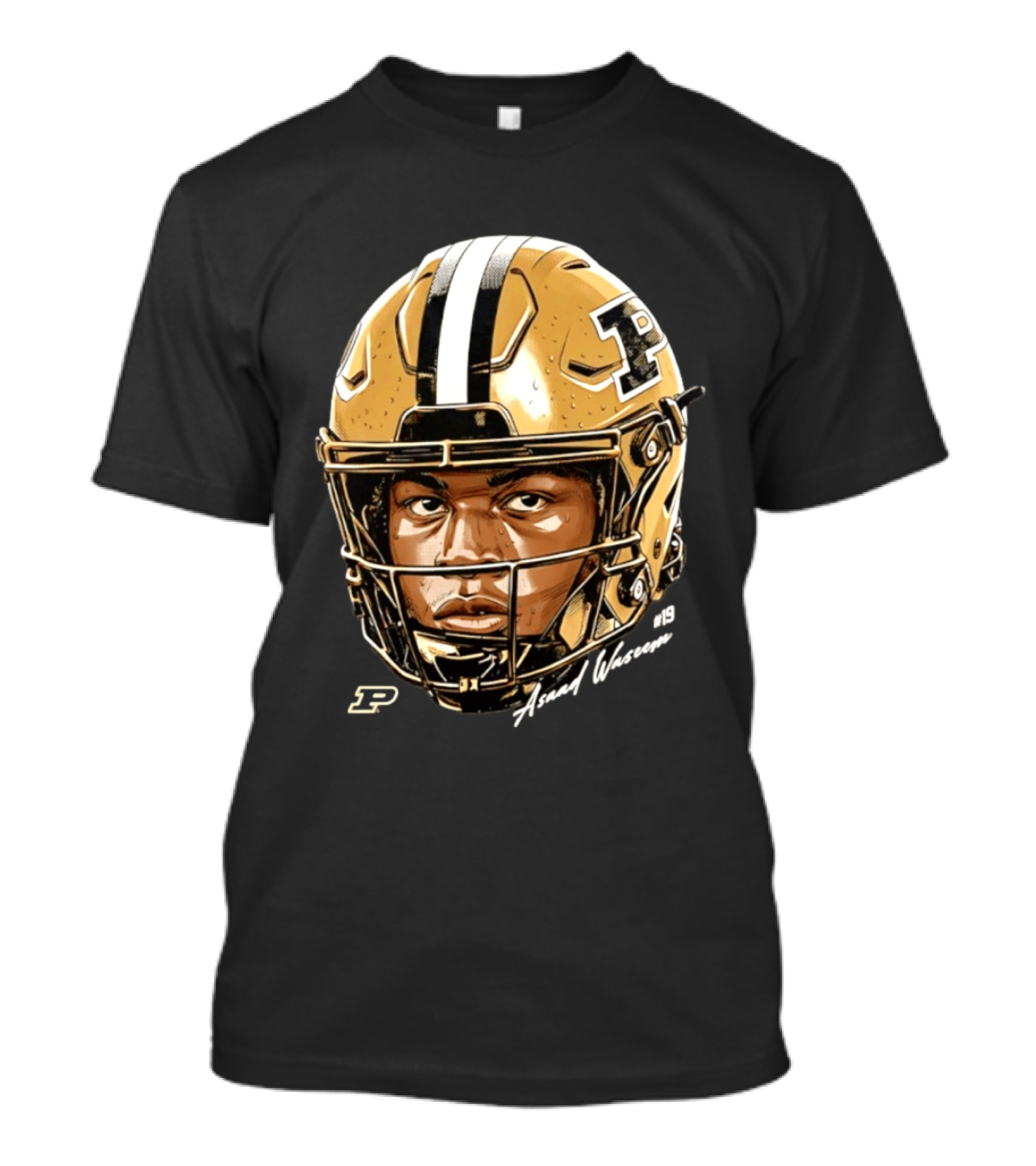 Asaad Waseem Purdue Boilermakers Football Helmet Game Face NCAA T-Shirt