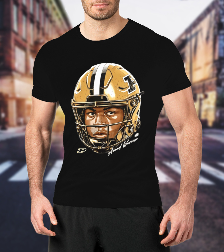 Asaad Waseem Purdue Boilermakers Football Helmet Game Face NCAA T-Shirt