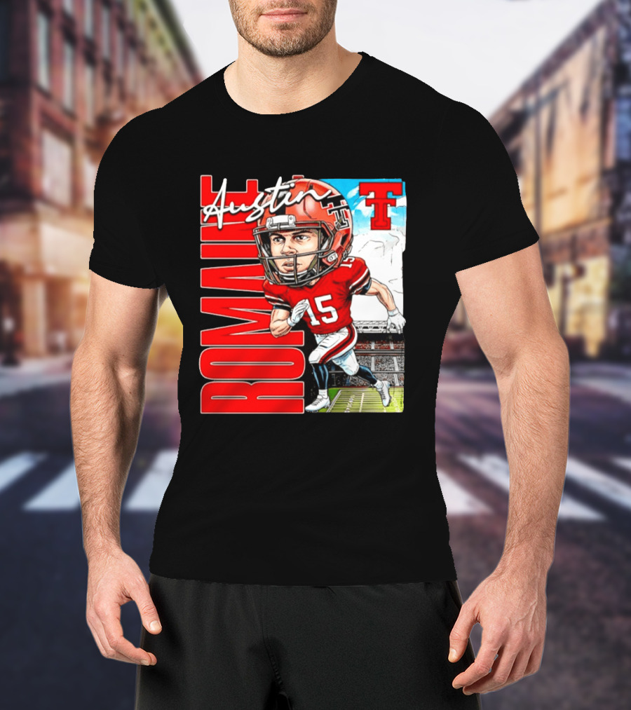 Austin Romaine Texas Tech Red Raiders Football NCAA Stadium Caricature T-Shirt