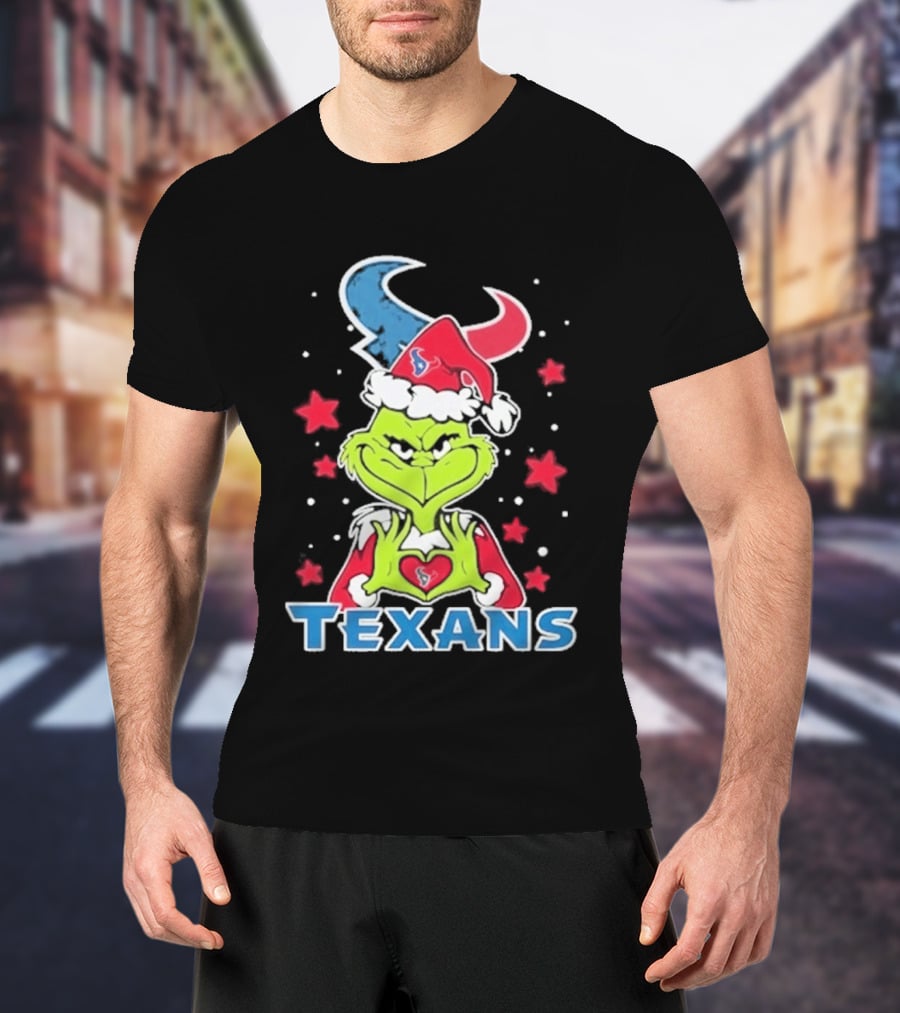 Houston Texans Grinch Love Hands Christmas Football 2026 T-Shirt