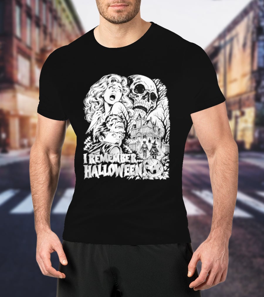 I Remember Halloween Haunted House Skull Pumpkin T-Shirt