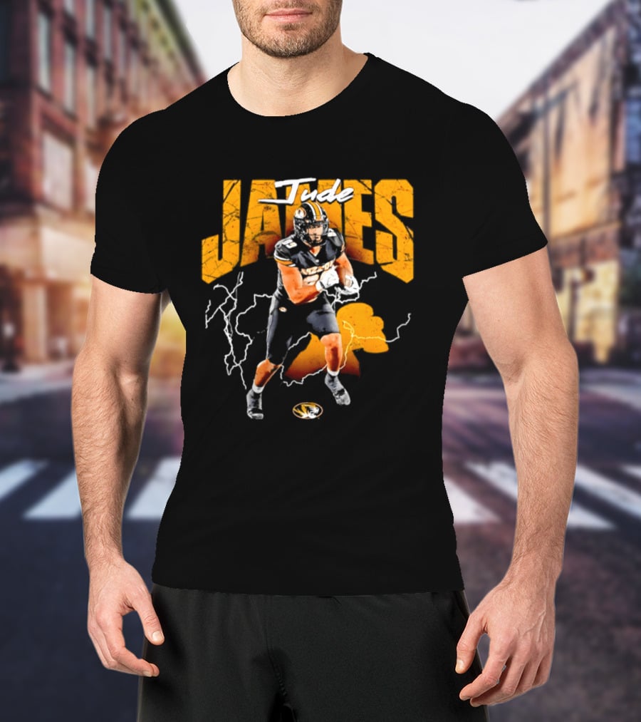 Jude James Missouri Tigers Football NCAA Lightning Strikes T-Shirt