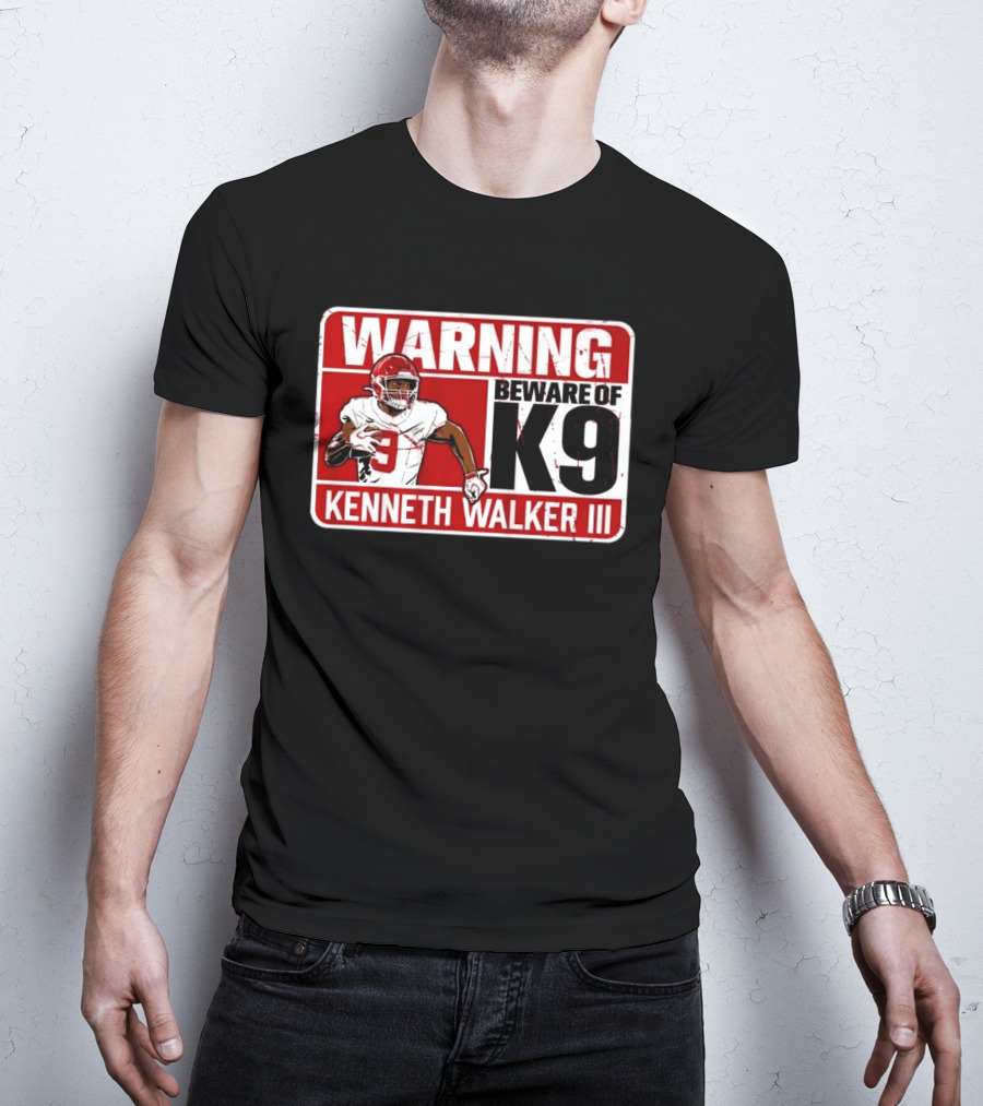 Kenneth Walker III Warning Beware Of K9 Football Player T-Shirt