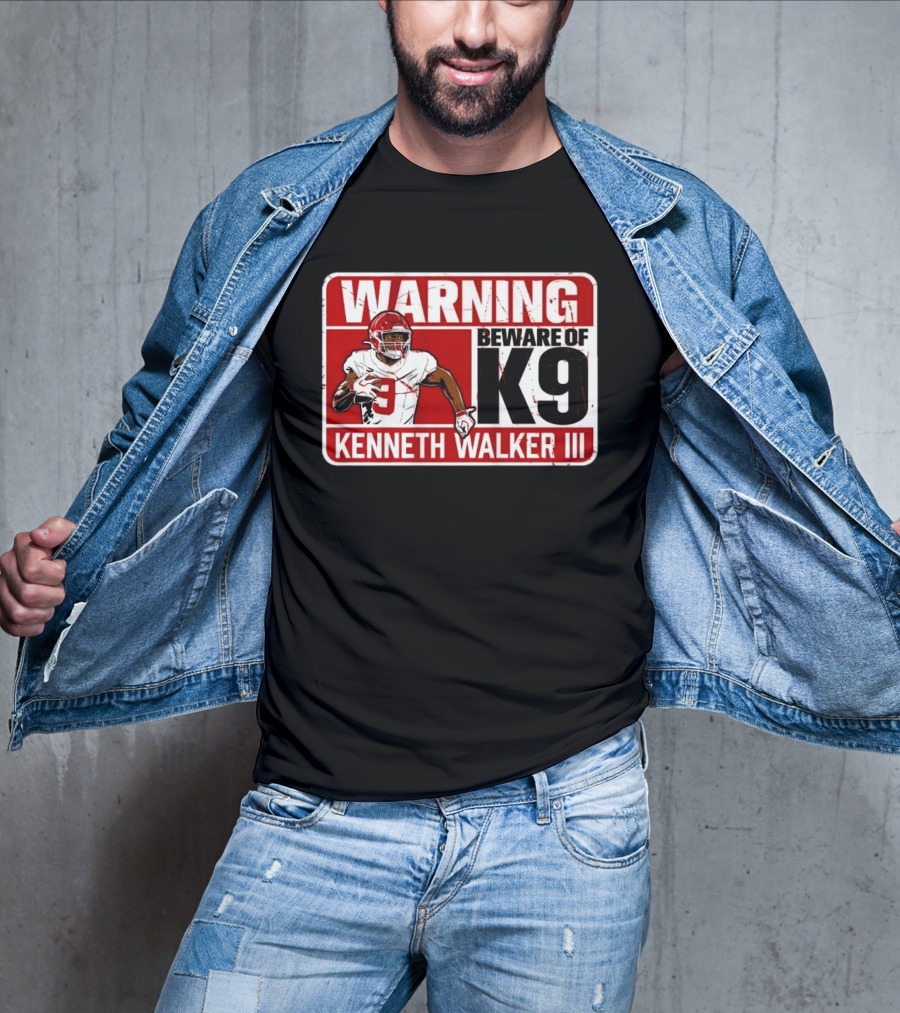 Kenneth Walker III Warning Beware Of K9 Football Player T-Shirt