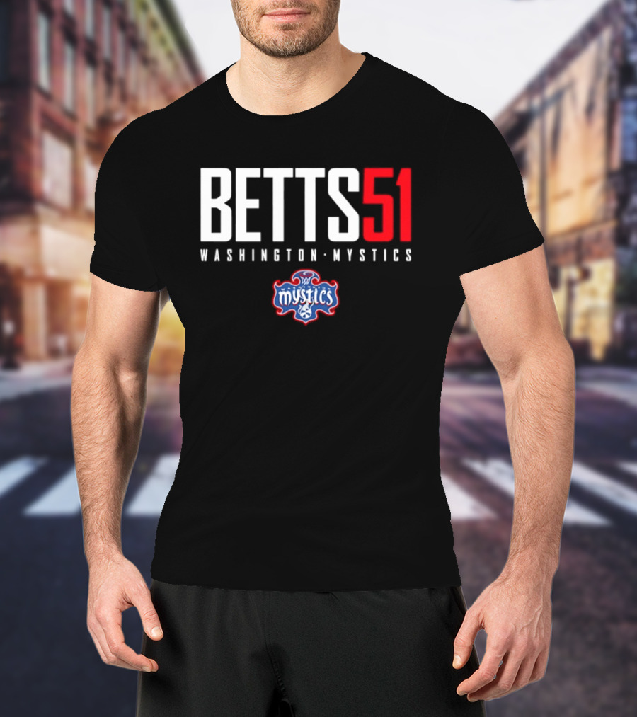 Betts 51 Washington Mystics WNBA Mystics Team Logo NBA Merchandise T-Shirt
