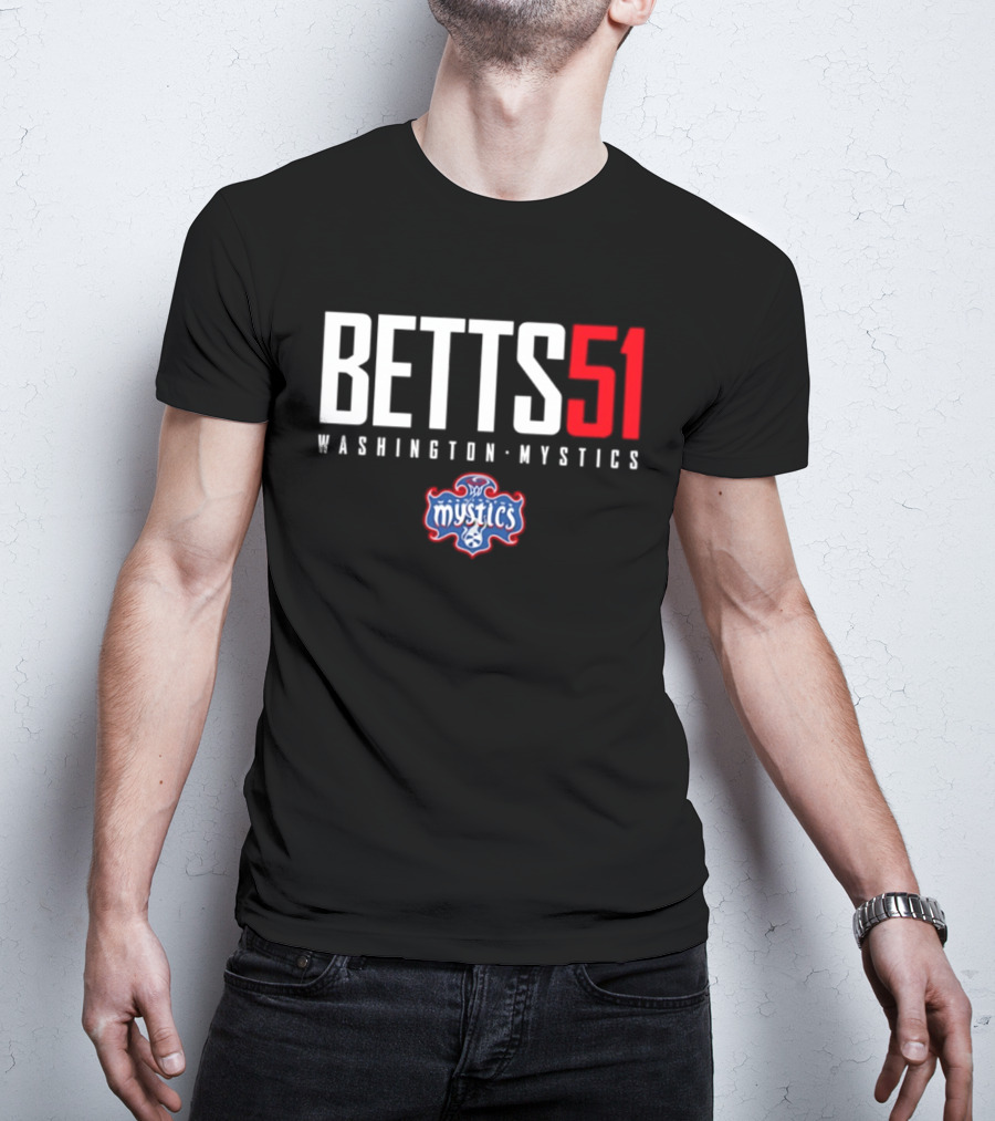 Betts 51 Washington Mystics WNBA Mystics Team Logo NBA Merchandise T-Shirt