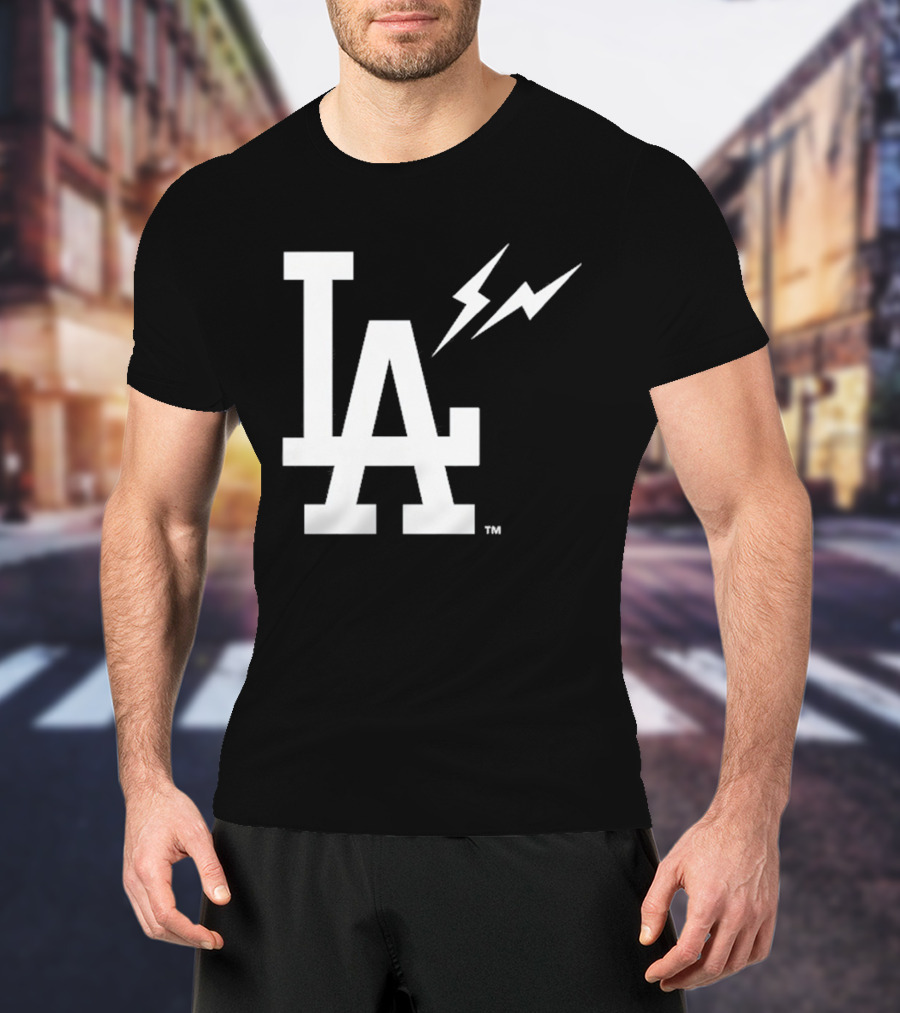 Los Angeles Dodgers Fragment LA Thunder Lightning Bolt T-Shirt