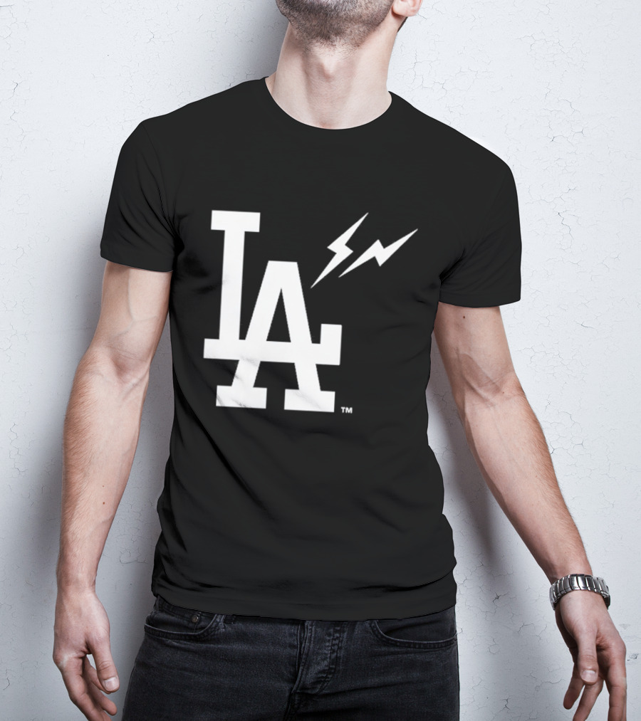 Los Angeles Dodgers Fragment LA Thunder Lightning Bolt T-Shirt