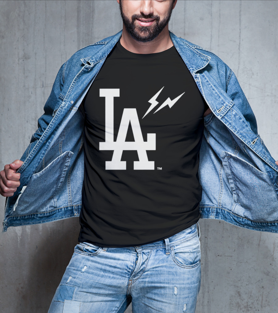 Los Angeles Dodgers Fragment LA Thunder Lightning Bolt T-Shirt