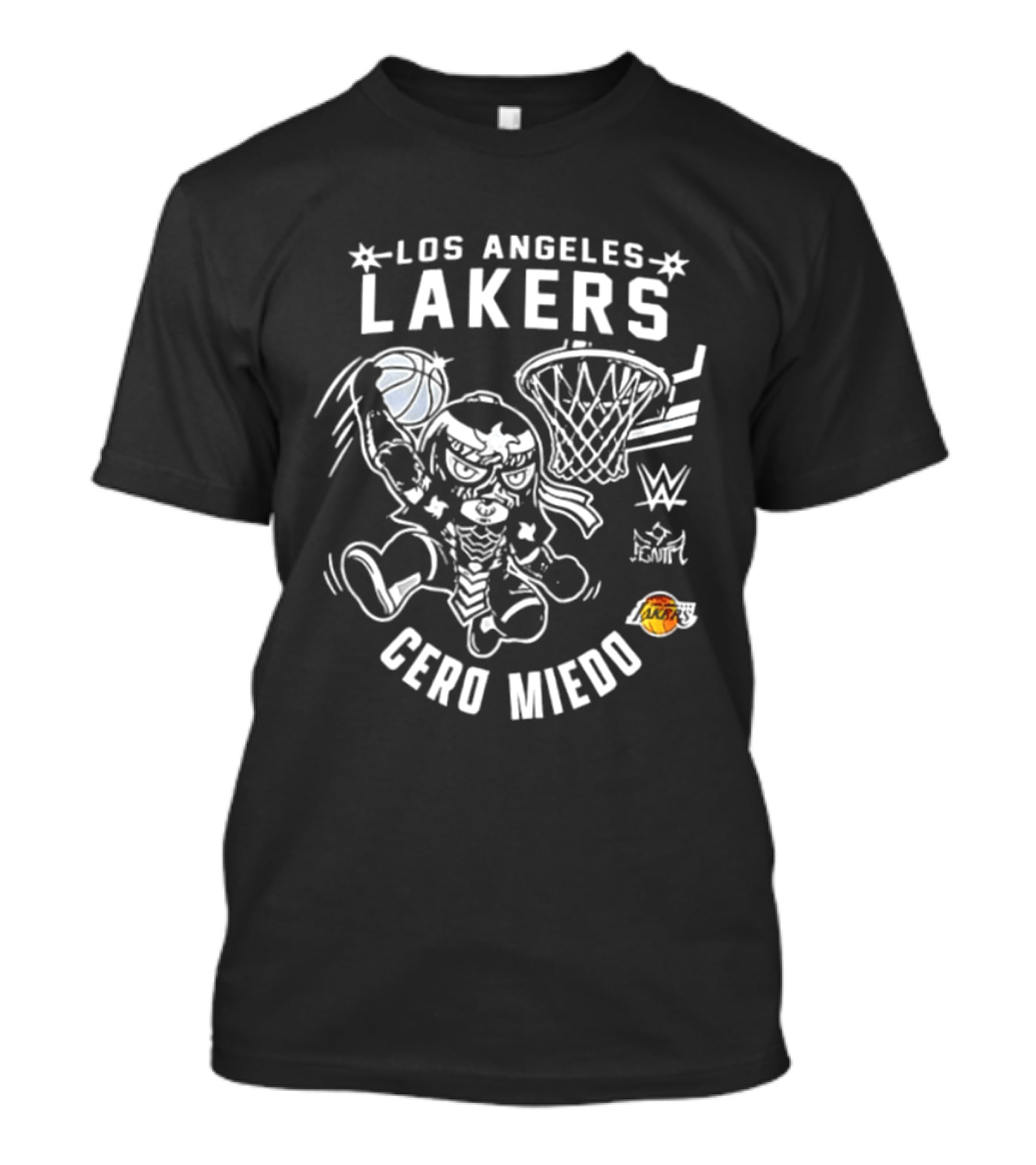 Los Angeles Lakers Cero Miedo WWE Collaboration Basketball T-Shirt