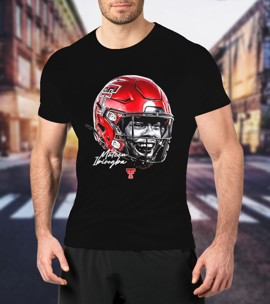 Mateen Ibirogba Texas Tech Red Raiders Football NCAA Game Face Helmet TTU T-Shirt