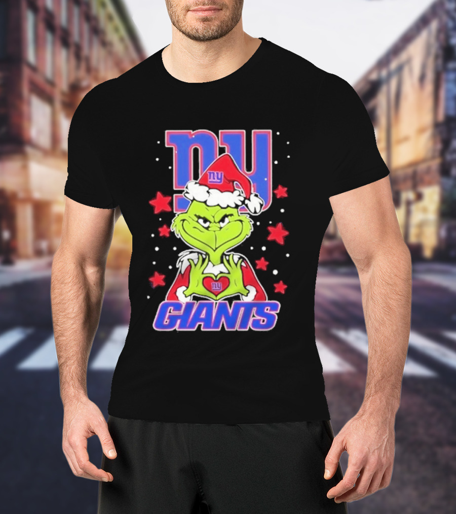 New York Giants Grinch Christmas Love Hands 2026 Football T-Shirt
