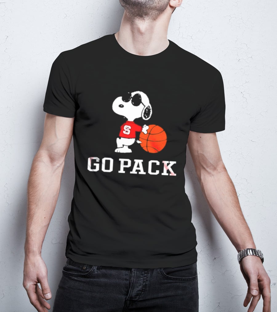 Snoopy NC State Wolfpack Basketball Go Pack T-Shirt