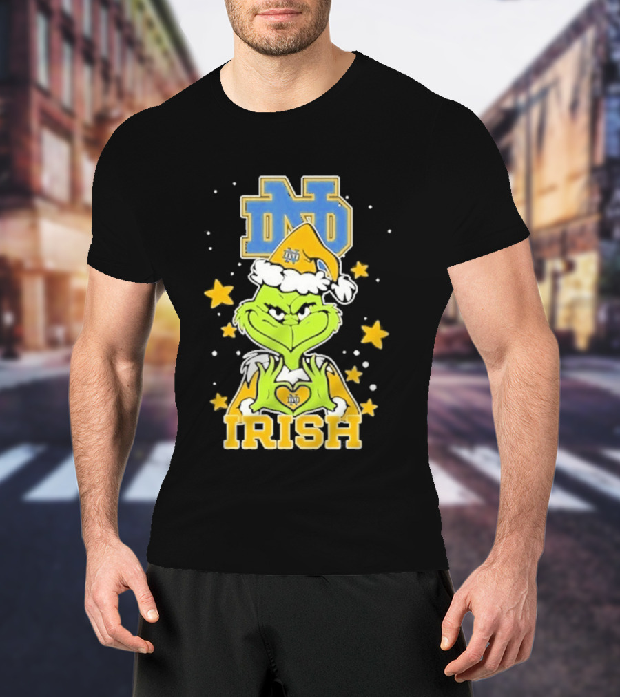 Notre Dame Fighting Irish Grinch Love Hands Christmas 2026 Football T-Shirt
