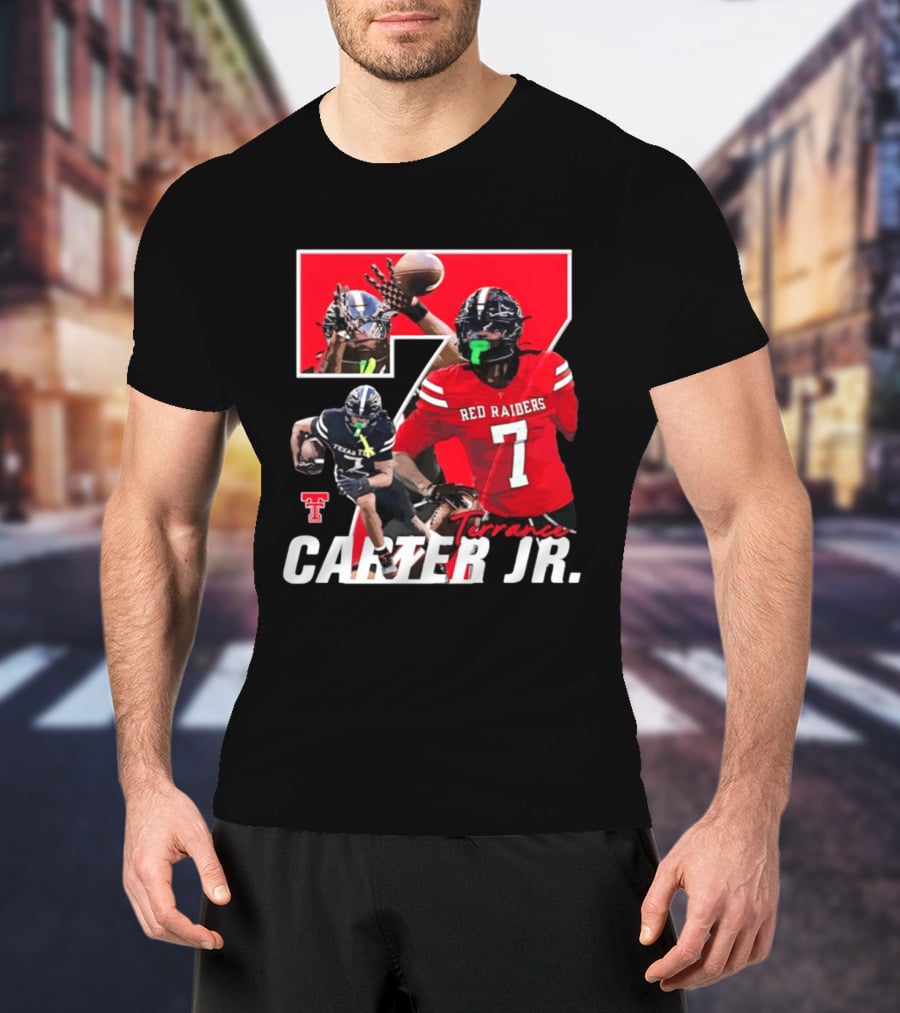 Terrance Carter Jr Red Raiders Texas Tech Football Player Collage NCAA Number 7 T-Shirt