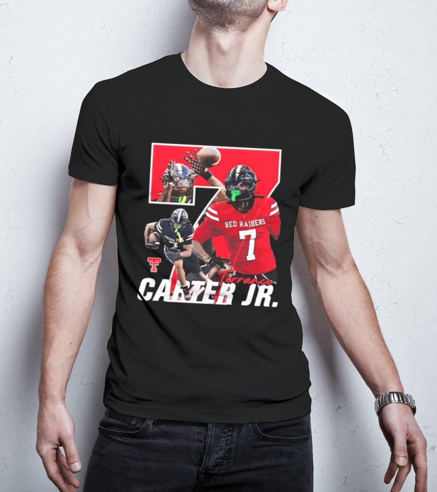 Terrance Carter Jr Red Raiders Texas Tech Football Player Collage NCAA Number 7 T-Shirt