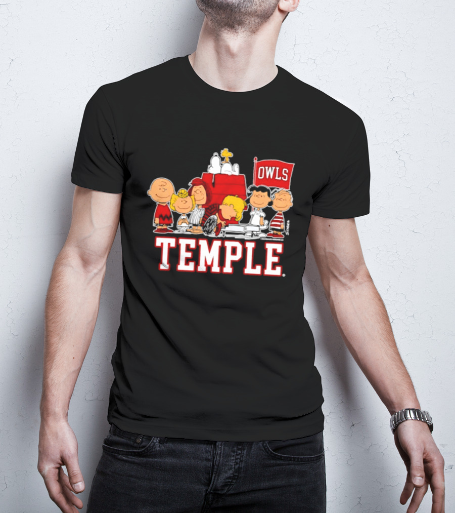Peanuts Snoopy Temple Owls Football Lucy Charlie Brown Woodstock T-Shirt