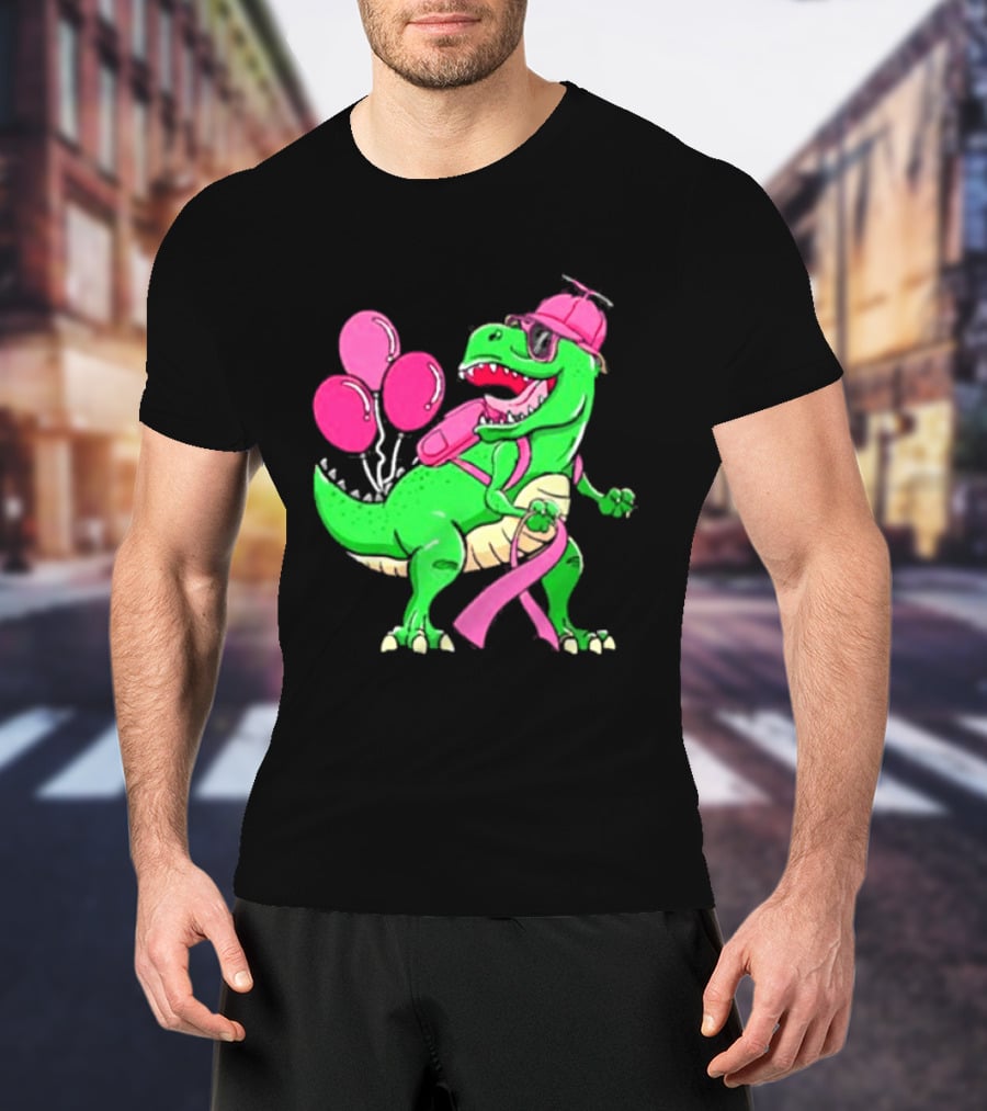 T Rex Party With Pink Balloons And Ribbon Accessories T-Shirt