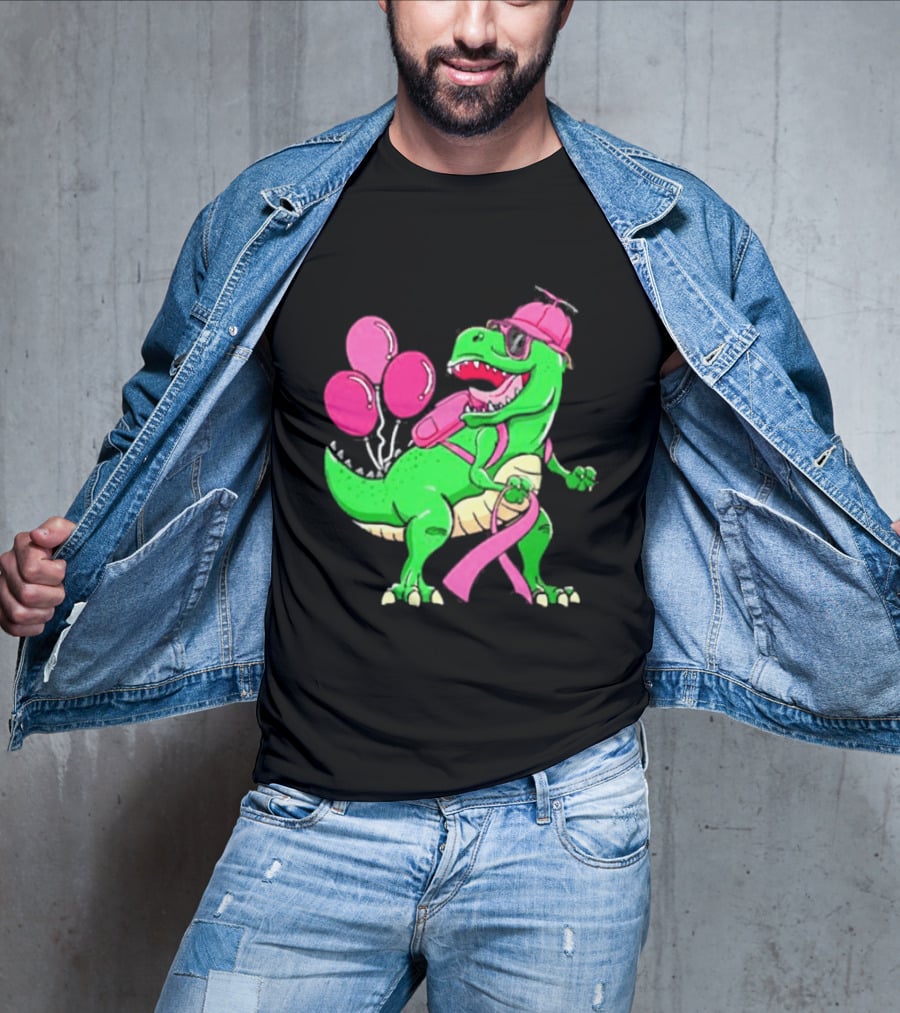 T Rex Party With Pink Balloons And Ribbon Accessories T-Shirt