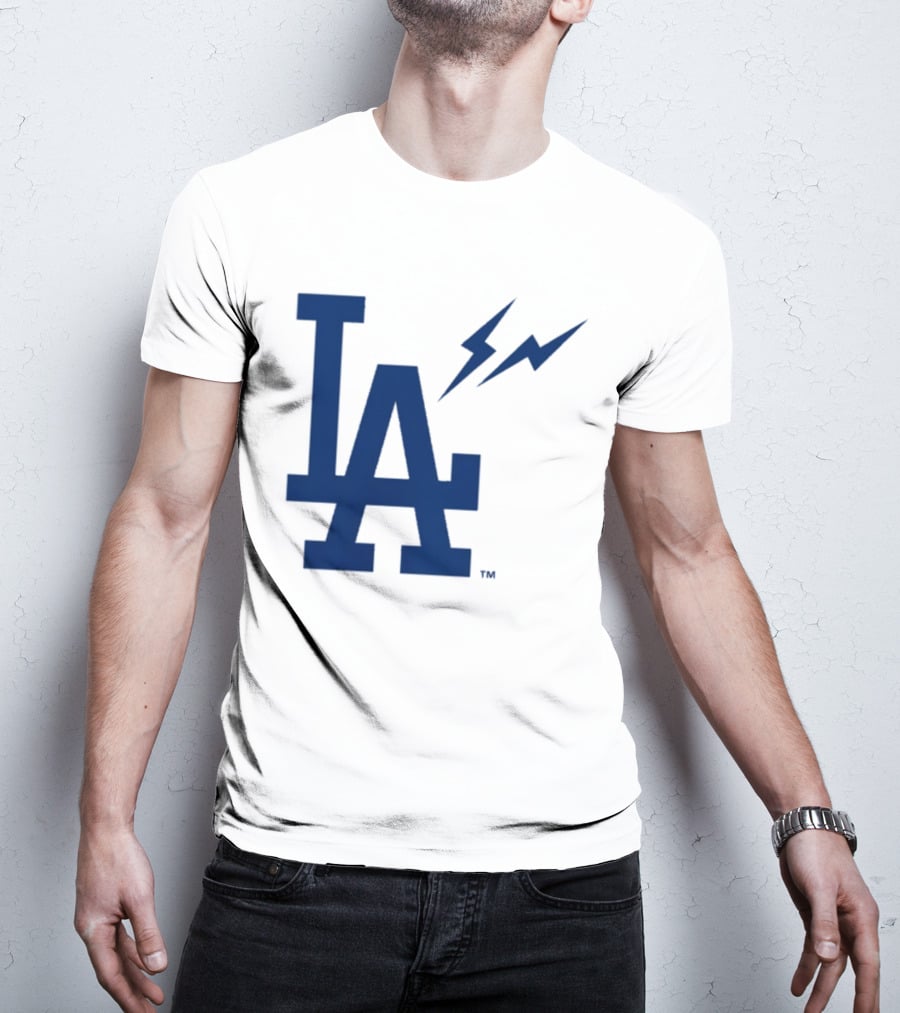 Los Angeles Dodgers Fragment Collaboration LA Thunder Lightning Bolt T-Shirt