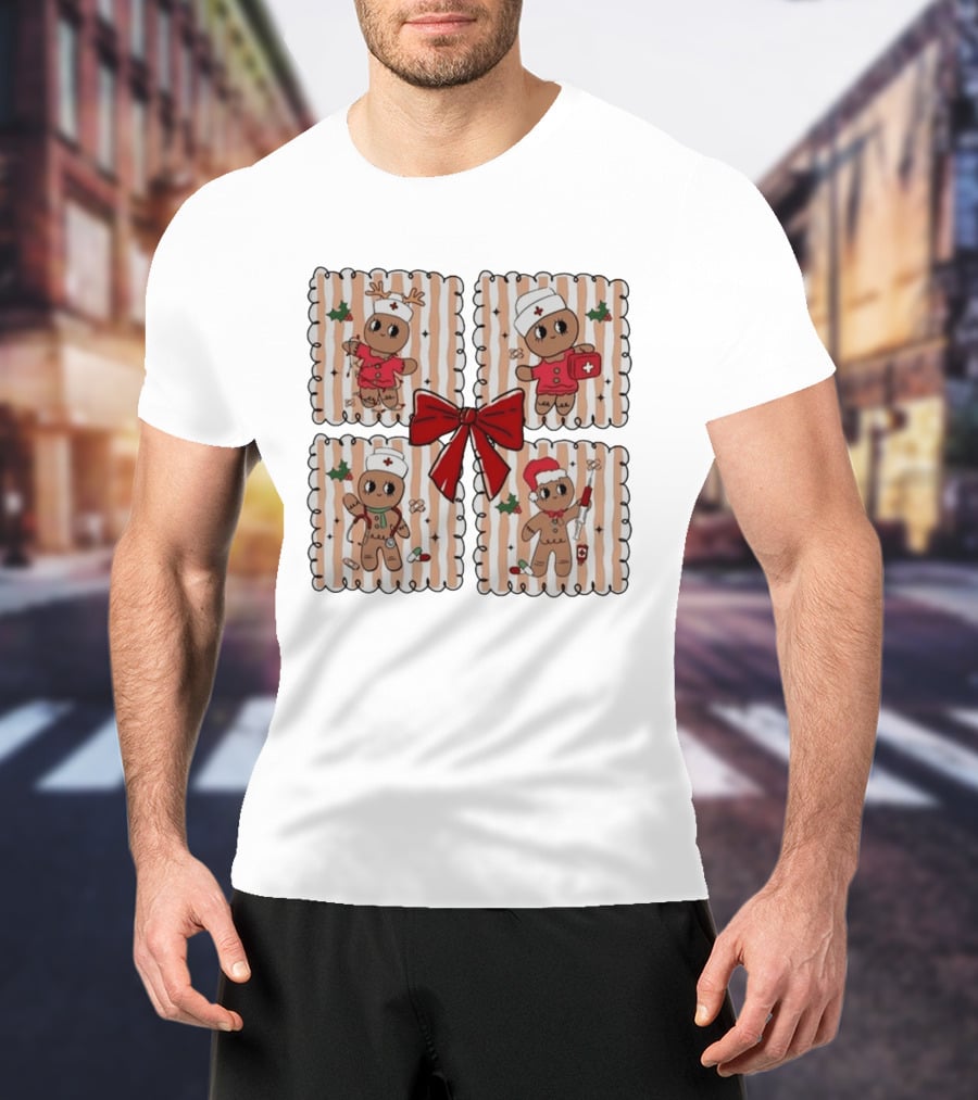 Preppy Nurse Gingerbread Christmas Holiday Medical T-Shirt
