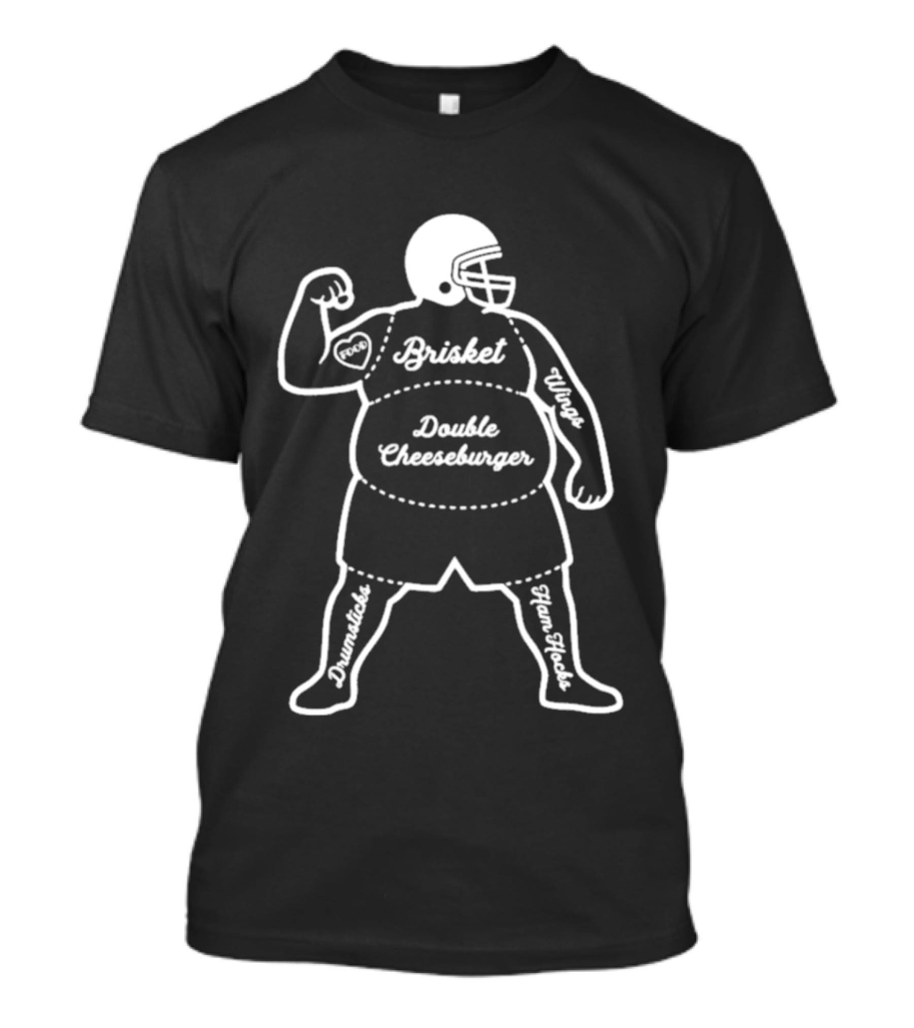 Big Man Atomy Brisket Double Cheeseburger Blueprint T-Shirt